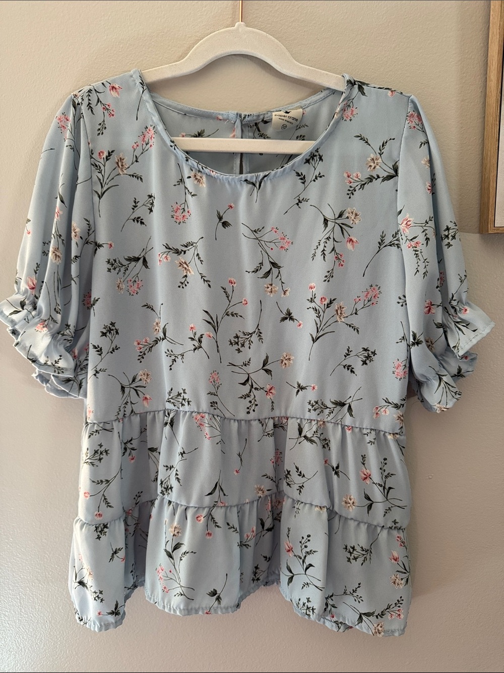 Paper Crane Light Blue Floral Tiered Tunic